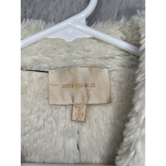 Skies Are Blue Faux Suede Shearling Vest XS Black White Open Front Sherpa Lined - Picture 4 of 9